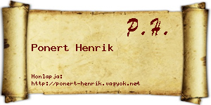 Ponert Henrik névjegykártya